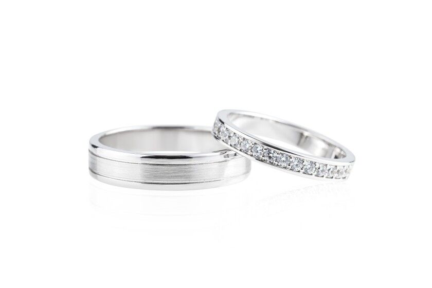 Silver wedding rings isolated on white