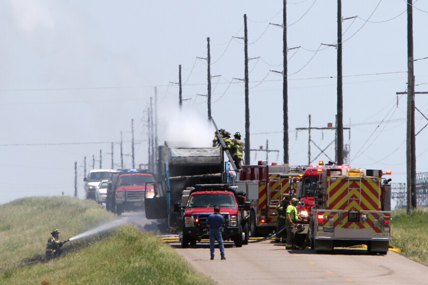 rural fire burning recycle truck 061721