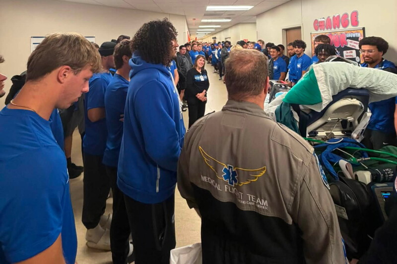 Mayville State Teammates See Donovan During Transfer to Nebraska Rehabilitation Facility