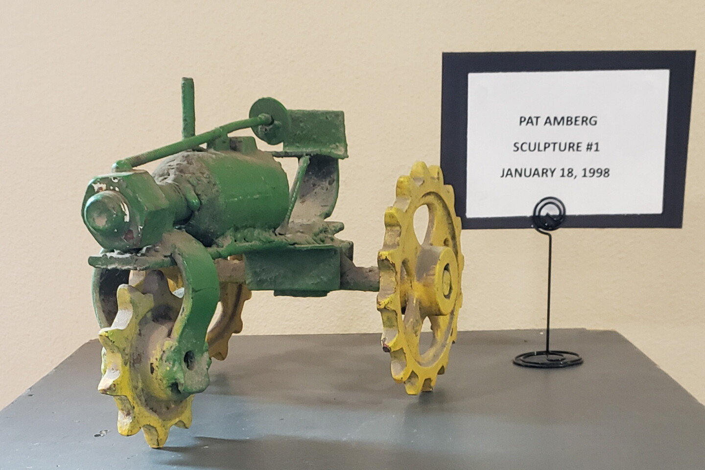This is the first sculpture Pat Amberg made from scrap pieces. Making this tractor hooked him, and he has been creating ever more detailed and larger works ever since.