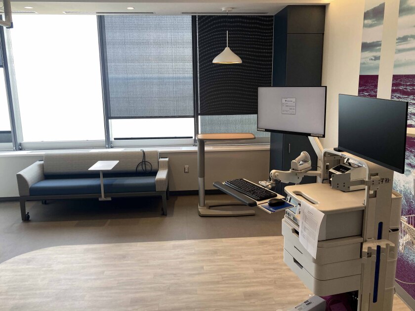 A patient birthing room at a new hospital.