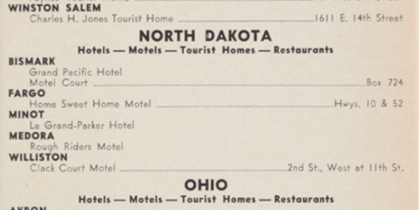 North Dakota section of 1966-67 Green Book