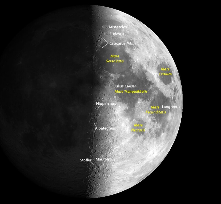 craters on the moon labeled