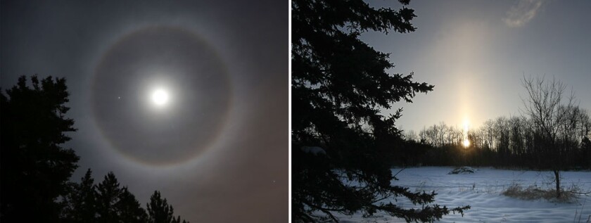 Halo and sun pillar pane