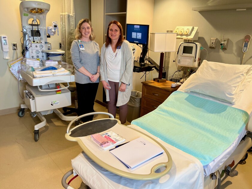 Two women in a birthing room