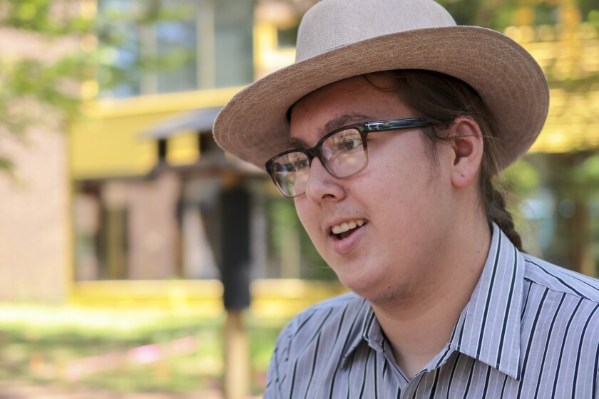 Person talking in outdoor setting