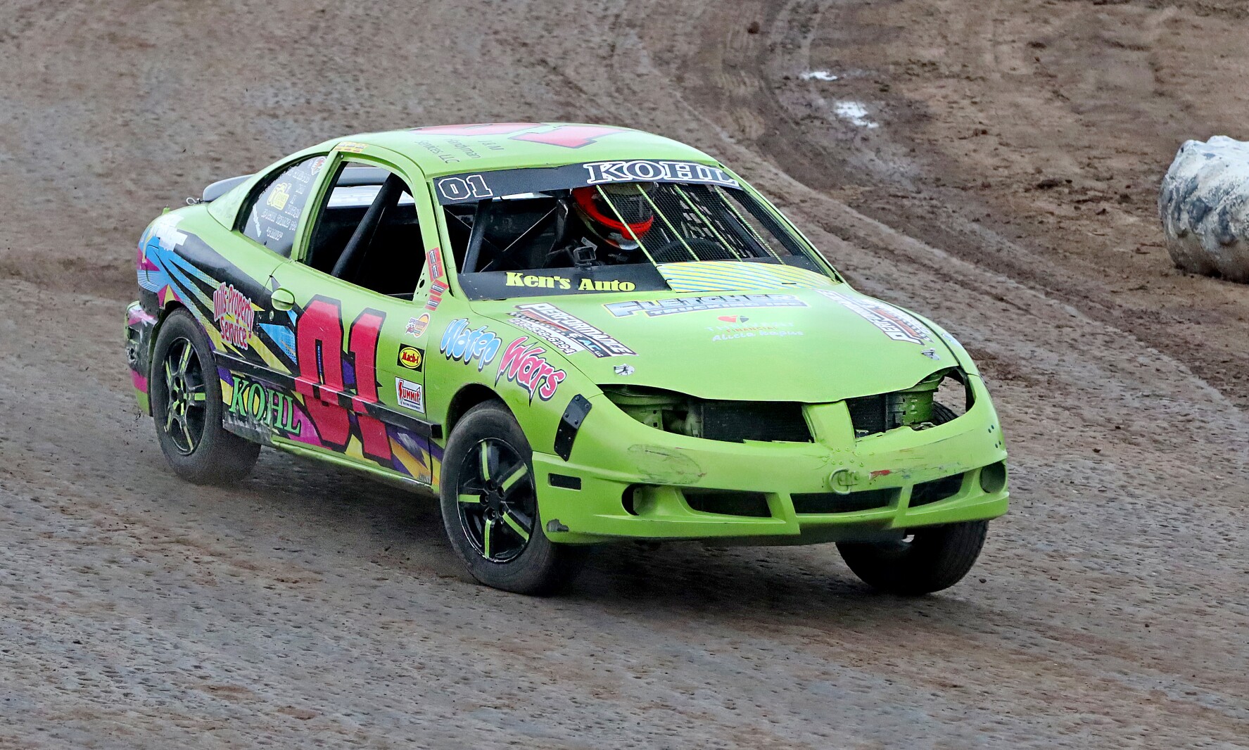 Nathan Kohl races in an IMCA Sport Compact heat Saturday, May 21, 2022, at North Central Speedway in Barrows.