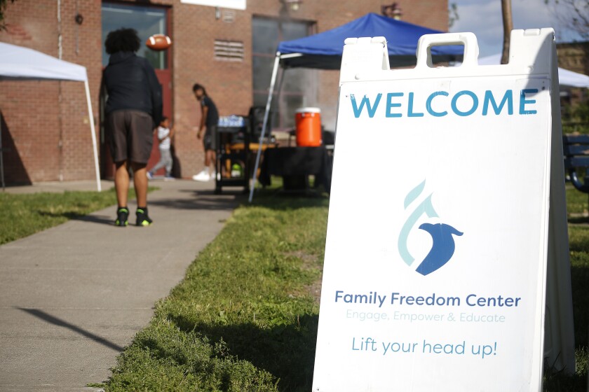 Family Freedom Center welcome sign.