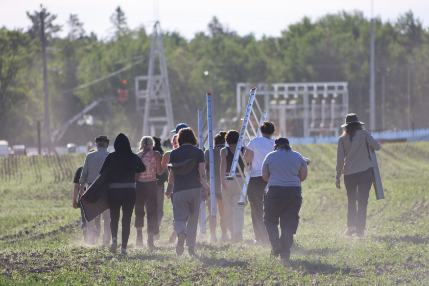 Activists, who included Jane Fonda, Winona LaDuke, Tara Houska, and others march toward a Line 3 pump station on Monday, June 7m 2021. Photo provided by the Giniw Collective.png