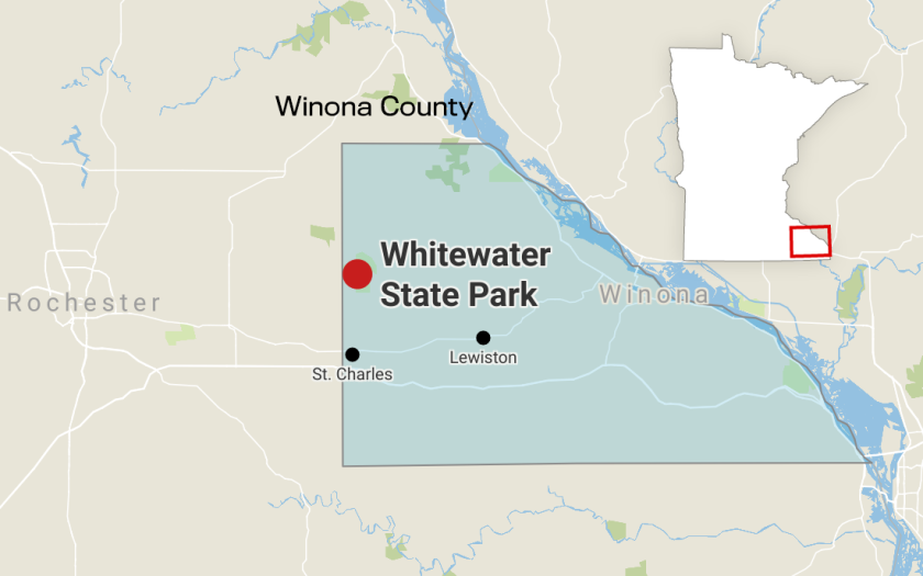 Whitewater State Park - Winona County map.png