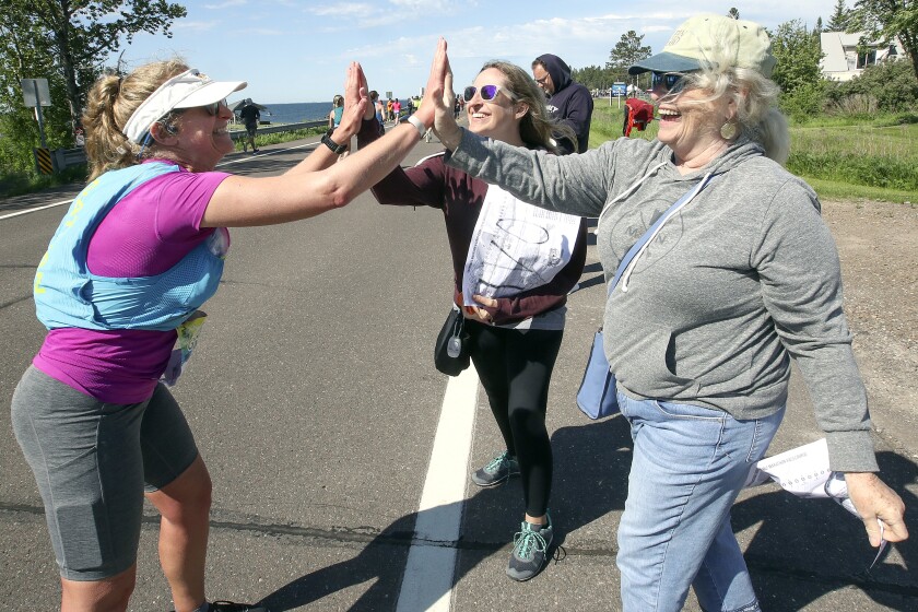 At the midpoint of Grandma’s Marathon.
