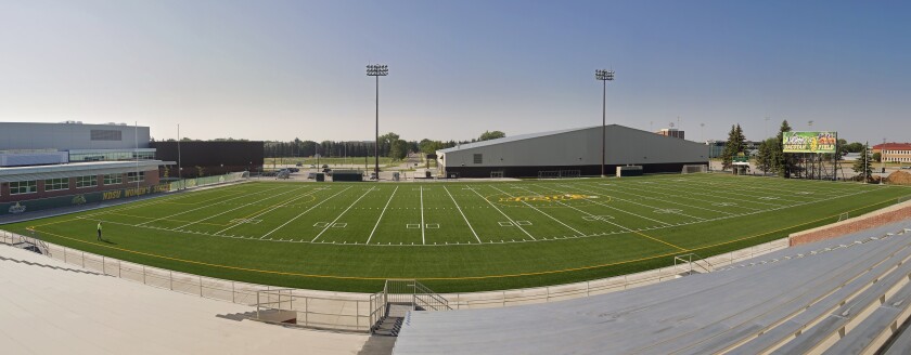 New turf that has been installed at North Dakota State’s Dacotah Field.David Samson / The Forum