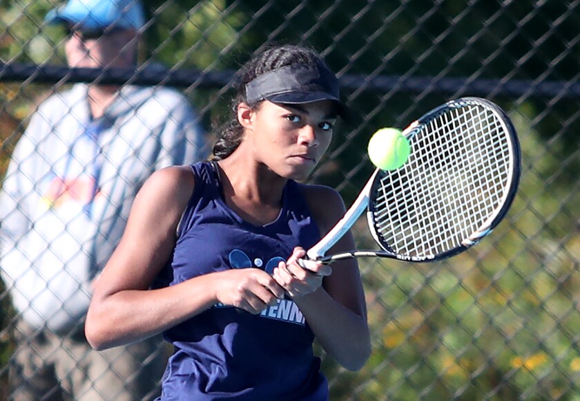 Superior’s Annika Nikoi returns a shot during her match at no.3 singles