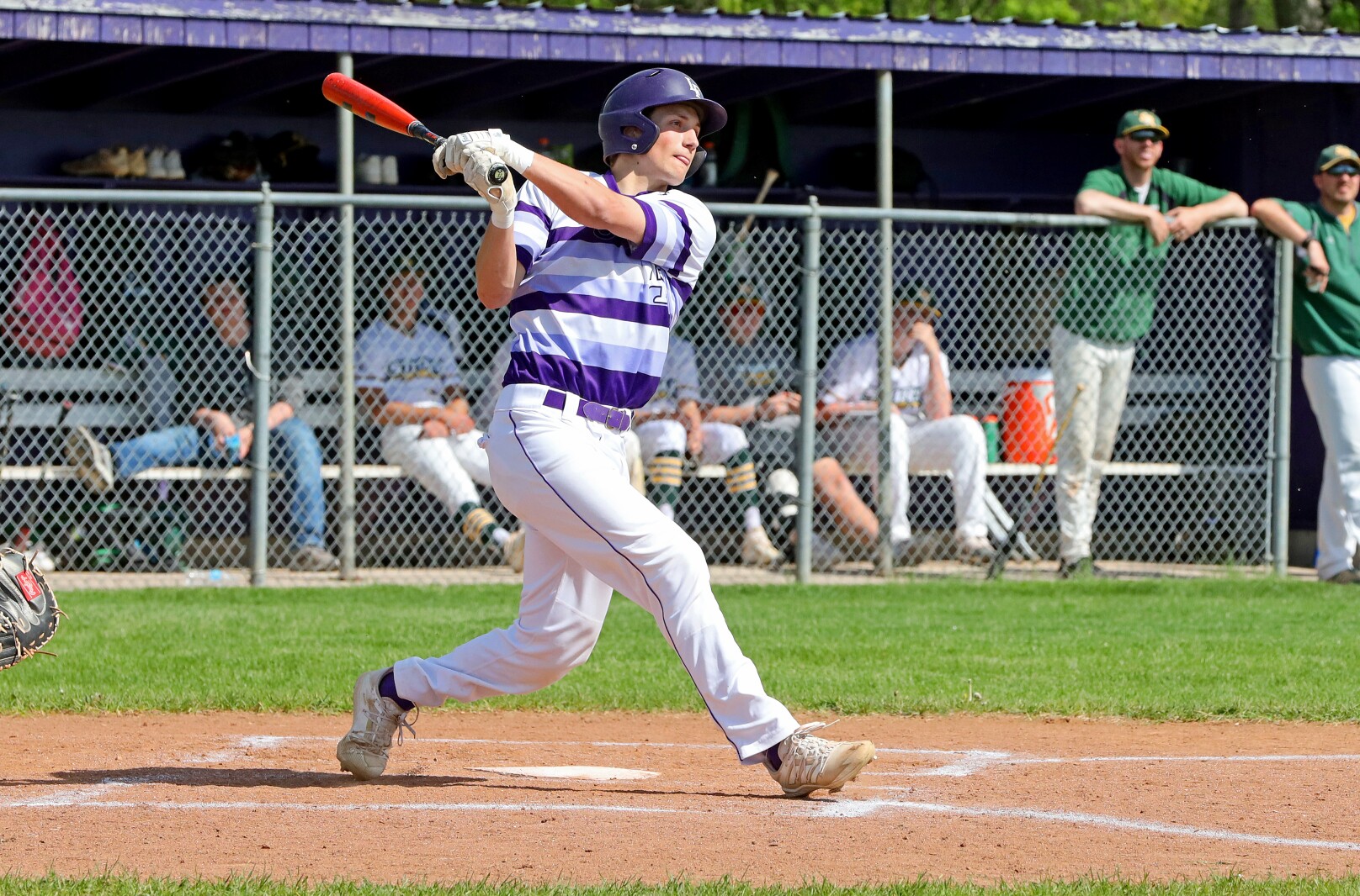 Little Falls' Matt Filippi hits a home run against Sauk Rapids on Friday, May 27, 2022, at Little Falls.