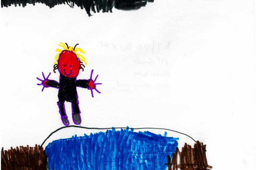Drawing of a by standing outdoors.