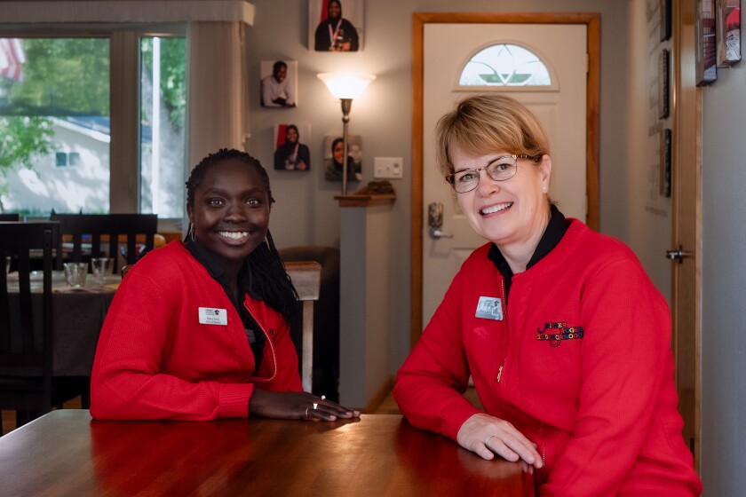 Mary Sem, left, dean of students for the Legacy Children's Foundation, and Mary Jean Dehne, executive director of the Legacy Children's Foundation, are at the home in the Golden Ridge neighborhood in north Fargo they run the foundation out of on Sept. 1, 2023. They helped organize an event called, "Won't you be my neighbor?" in honor of the longtime TV host Mister Rogers.