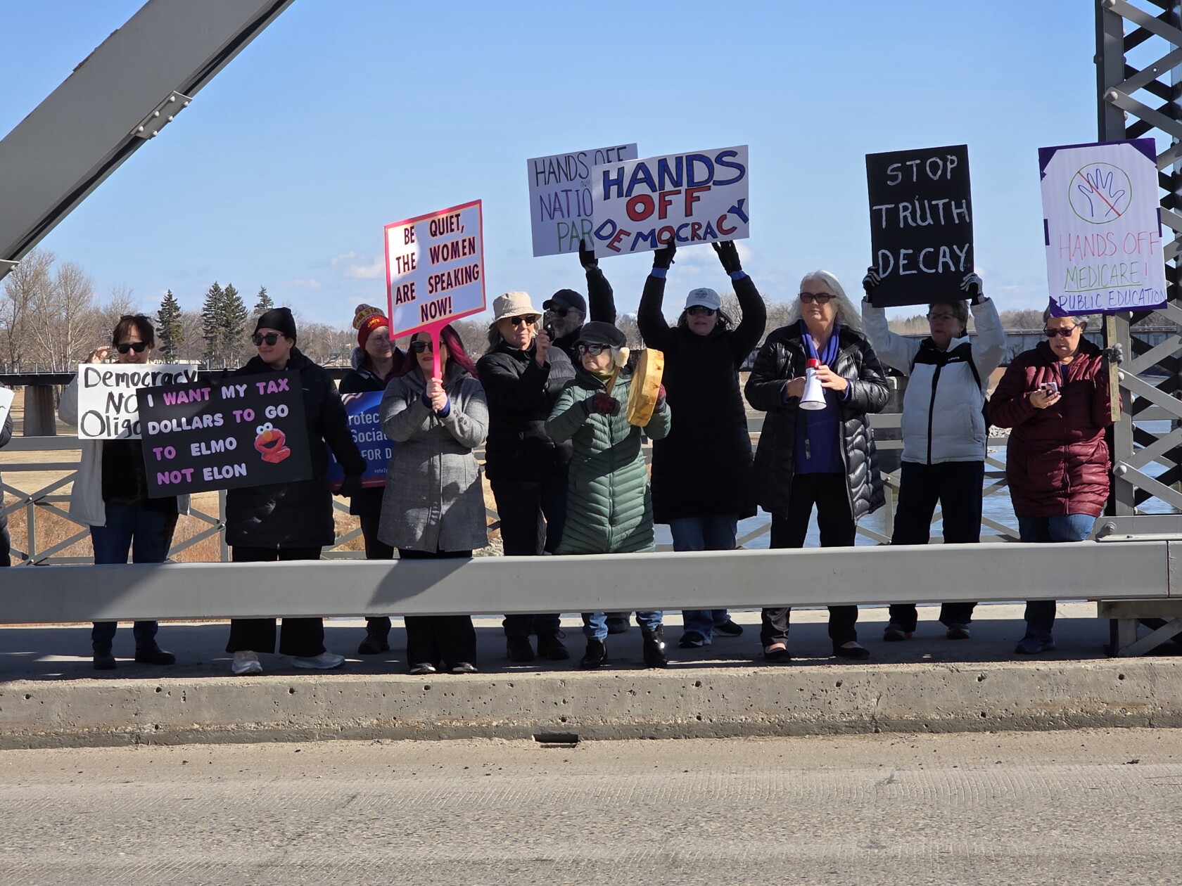 Hundreds gather on Sorlie Bridge as part of 'Hands Off!' national ...