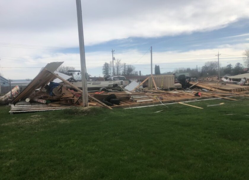 Wind destroyed building.