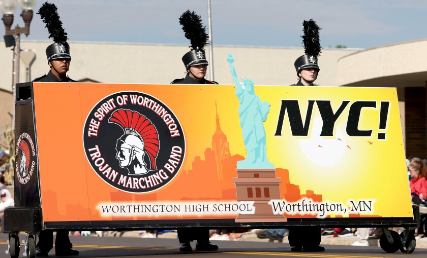 The Spirit of Worthington Trojan Marching Band participates in the 71st Luverne Tri-State Band Festival on Saturday, September 24, 2022.