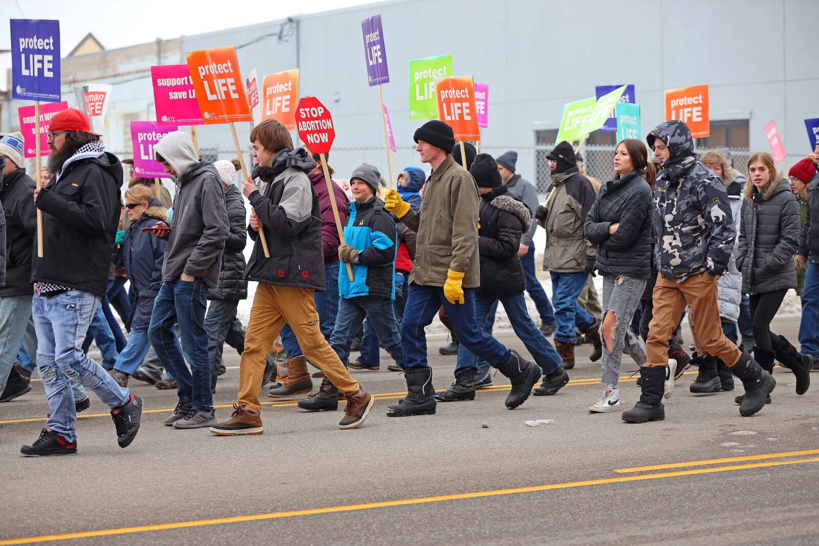 People participate in the March for Life on Sunday, Jan. 22, 2023, in Brainerd.