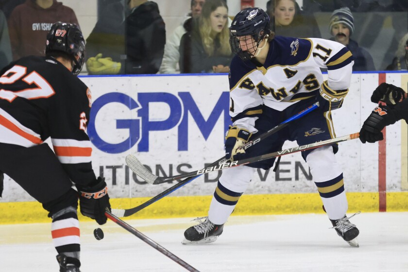 high school boys play hockey