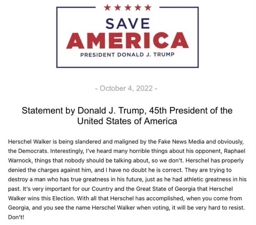 Donald Trump statement from Truth Social