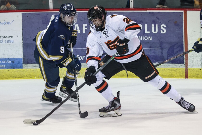 Hermantown boys hockey faces Grand Rapids at the IRA Civic Center.
