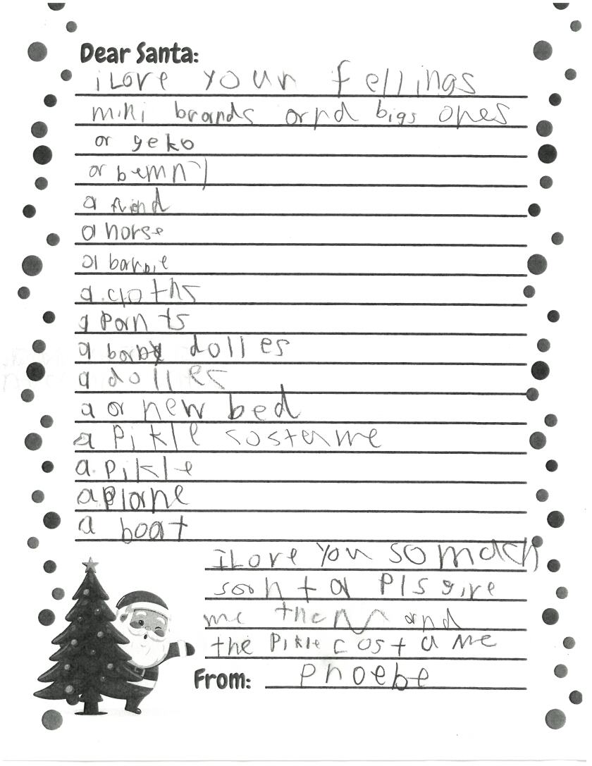Letters to Santa: Mrs. Bender's second grade class at Baxter Elementary ...