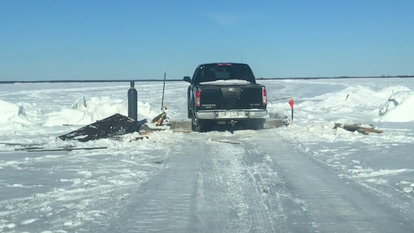 30 mile ice road built to save resorts on the Northwest Angle