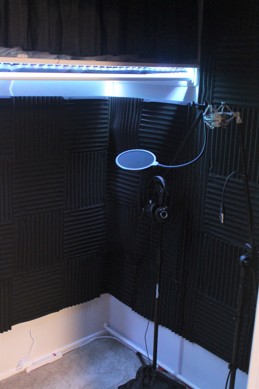 A closet-turned-recording booth in Amunson Audio