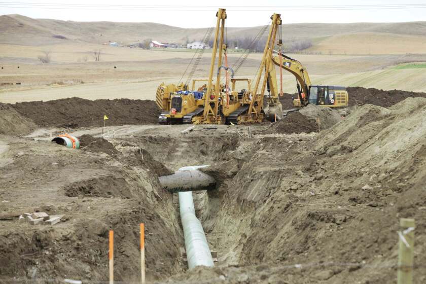 Construction equipment sits near a Dakota Access Pipeline construction site off County Road 135 near the town of Cannon Ball, N.D., Oct. 30, 2016. REUTERS/Josh Morgan