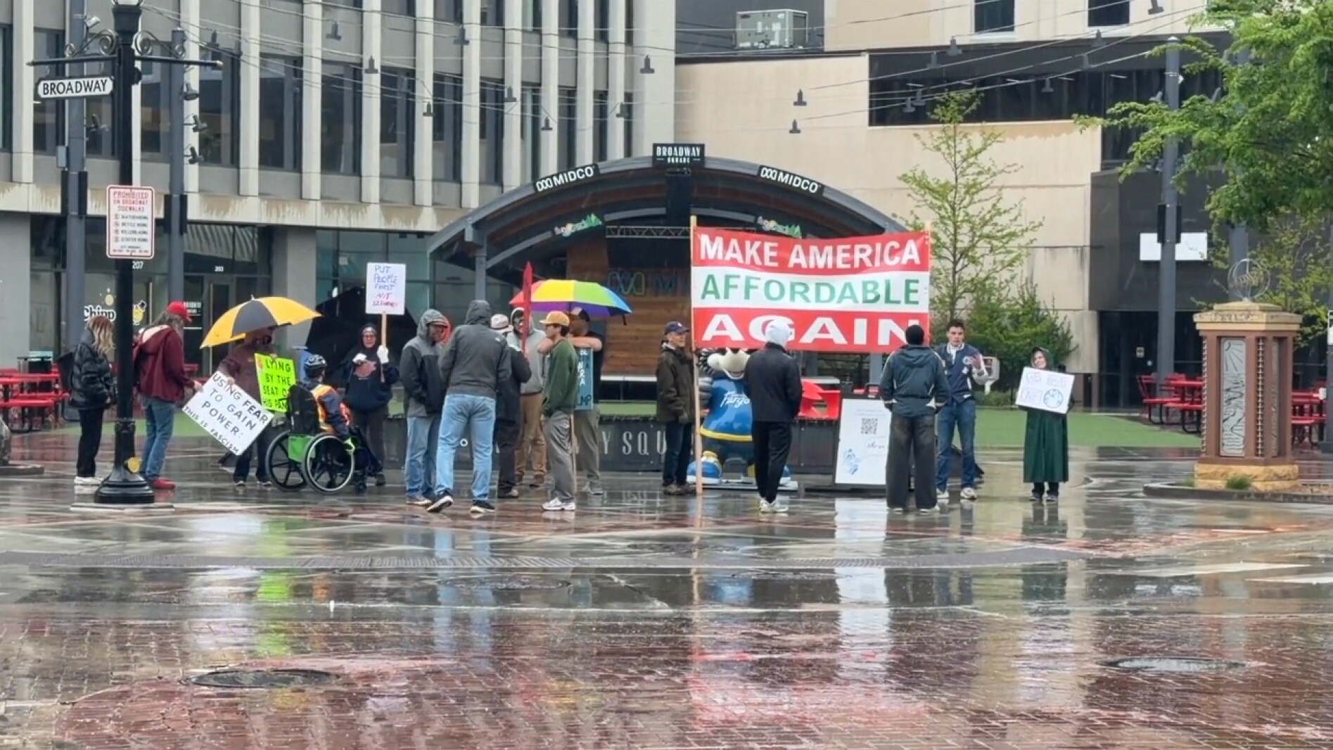 Protest in Fargo targets Burgum, national park changes and inflation