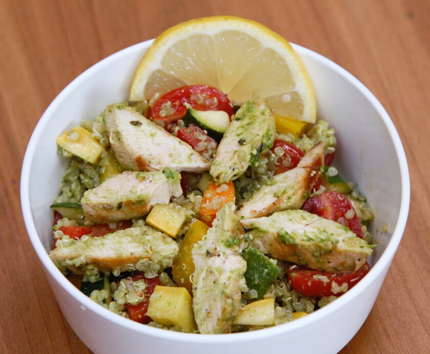 Grilled shrimp or salmon could be used as the protein for this salad, rather than chicken. Michael Vosburg / Forum Photo Editor
