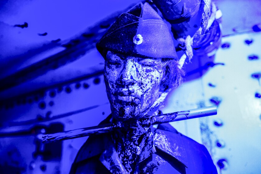 actors perform at haunted ship