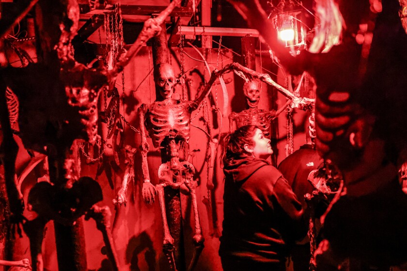 actors perform at haunted ship