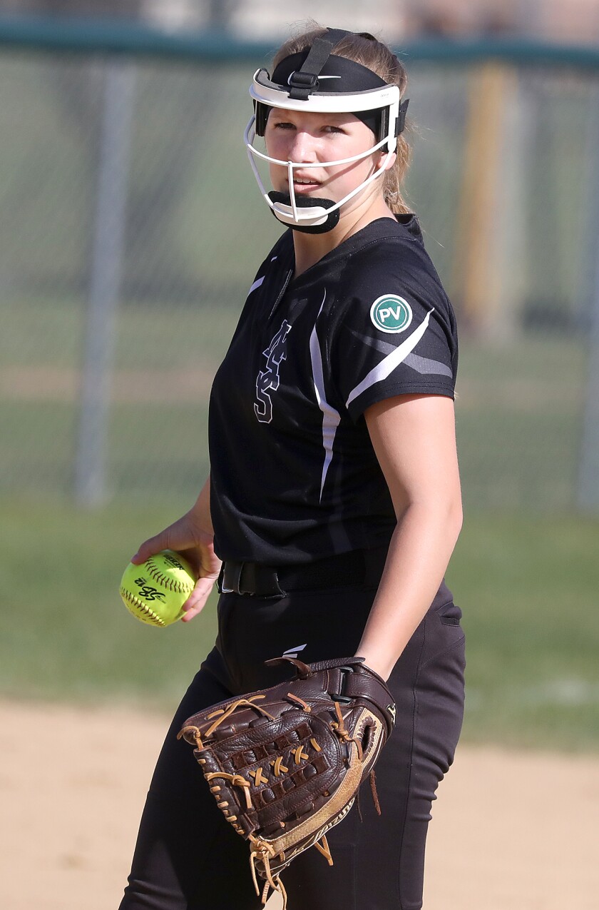 Northwood/Solon Springs’ Zoey Vaara (4) looks towards first base from the pitcher’s mound