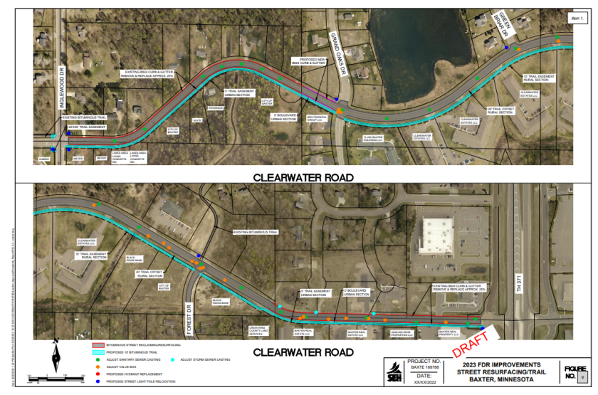 A diagram depicting the trail position on Cedar Scenic Road and Clearwater Road.