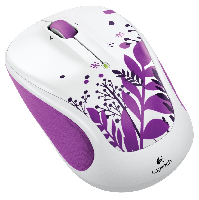 A flower pattern is displayed on a computer mouse.