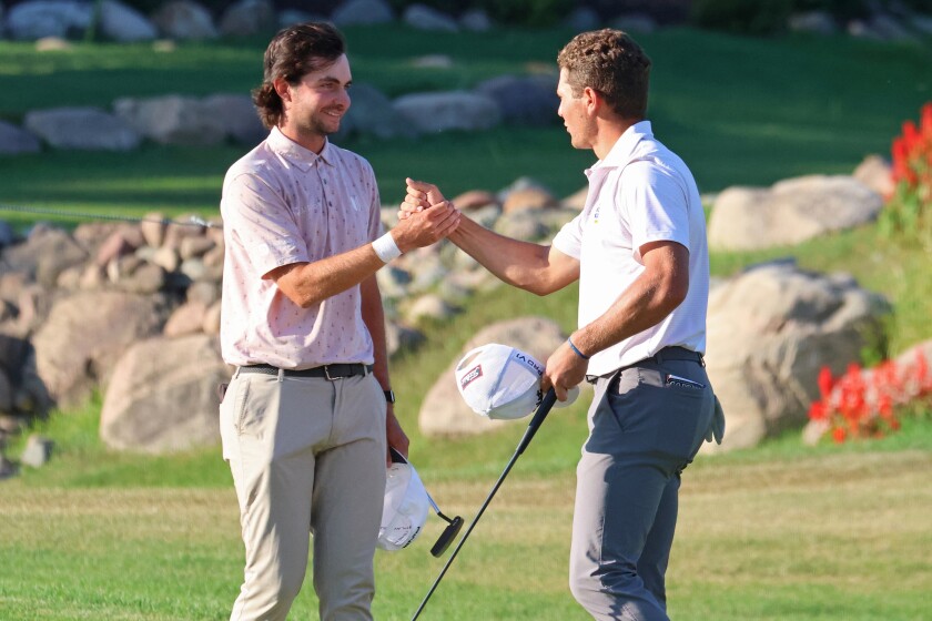 Golfing on Sunday, Aug. 31, 2025, during the PGA Tour Americas CRMC Championship presented by Northern Pacific Center at Cragun's Legacy Courses.