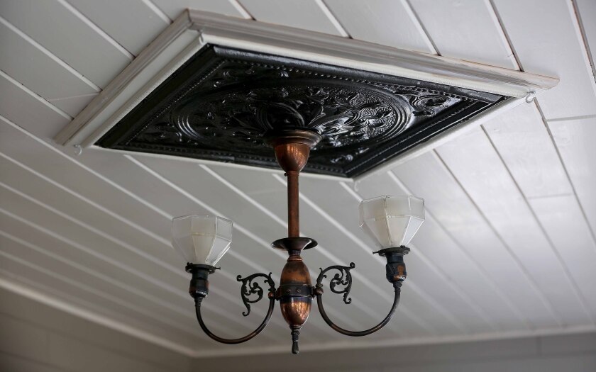 A light fixture hanging from the ceiling