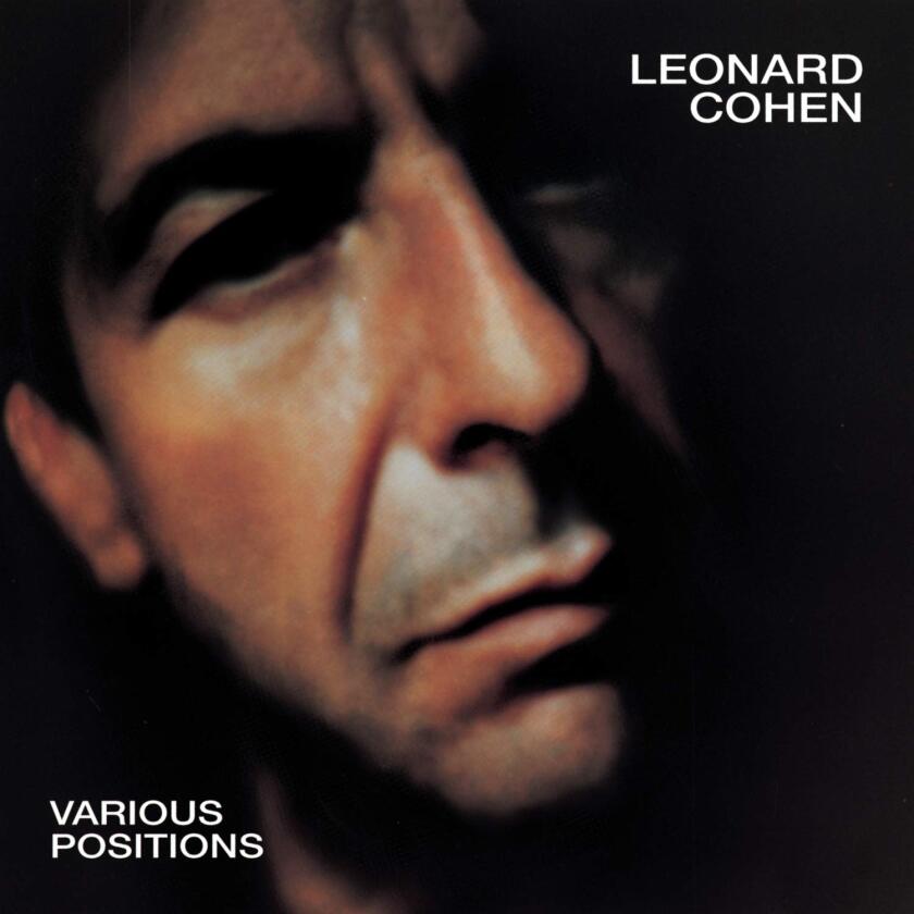 Cover art for Leonard Cohen album "Various Positions," with the artist's face in a stylized blur against a black background.