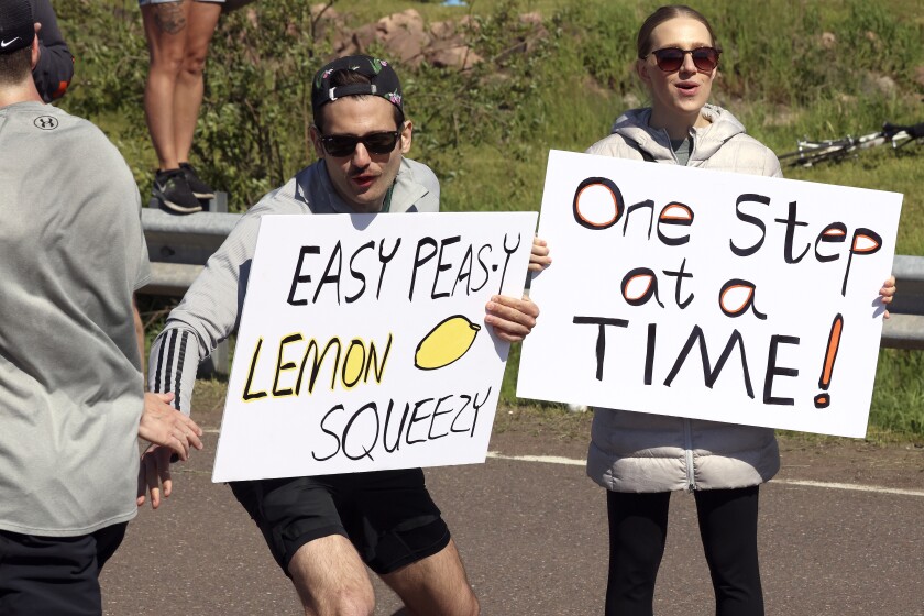 At the midpoint of Grandma’s Marathon.