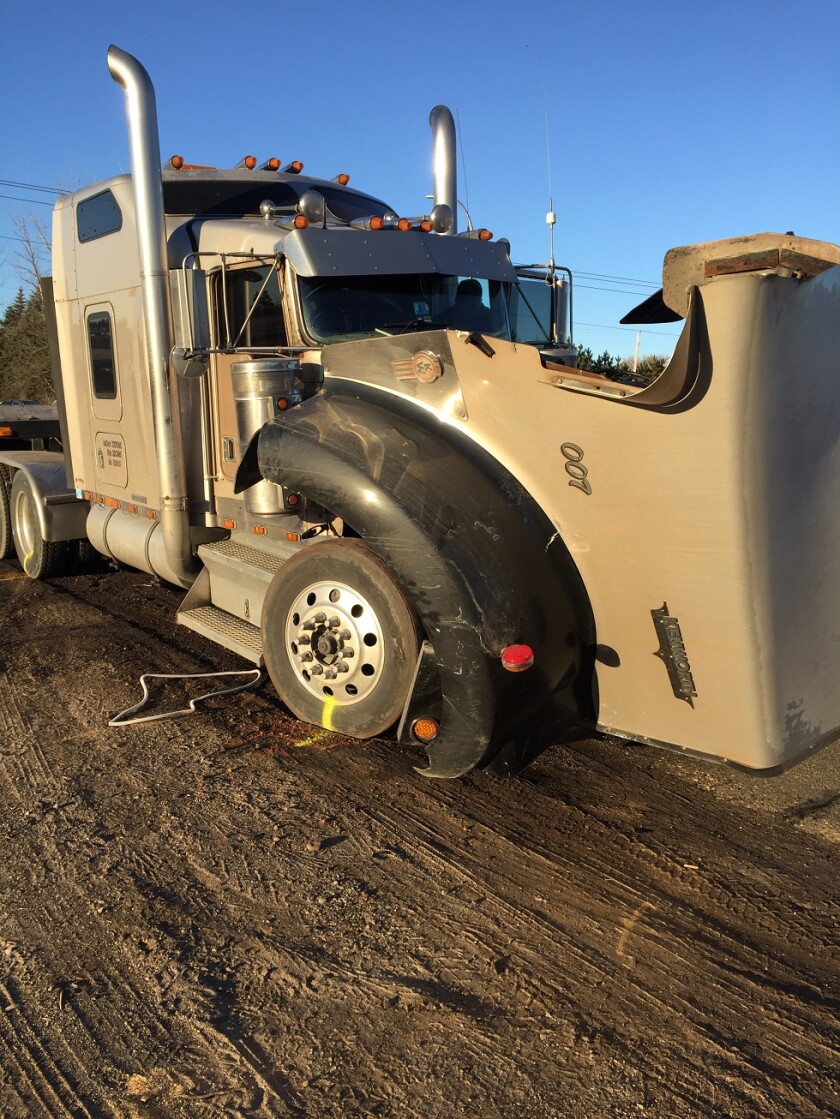 Submitted photo A 2000 Kenworth semi struck a 2017 Subaru in Stearns County on Monday, resulting in the death of a 30-year-old woman and her 5-month-old fetus.