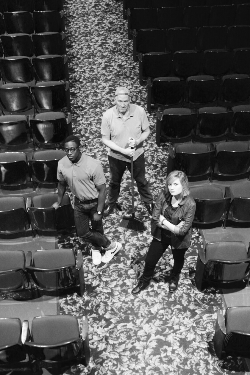 Leo Lakpa plays Avery, Darin Kerr plays Sam, and Leah Biberdorf plays Rose in the Empire Theatre Company's production of "The Flick." (Submitted photo)