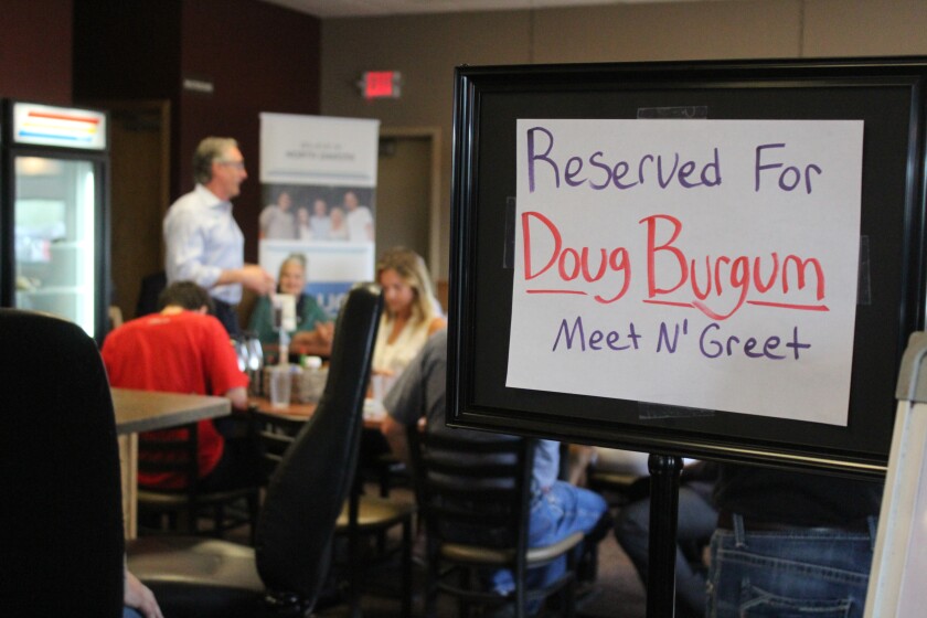 Doug Burgum held a meet and greet at the Dakota Diner in Dickinson on Wednesday morning during his governor campaign tour that all leads to elections on Tuesday. (Press Photo by Kalsey Stults)