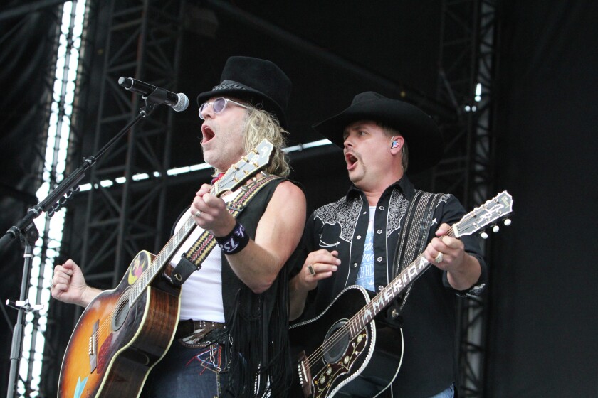 Rascal Flatts' video screen blew up with fire during their main stage performance at WE Fest in Detroit Lakes, Minn., Thursday night. Brian Basham/DL Newspapers