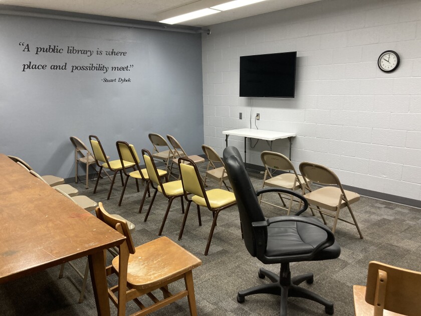 A conference room in the basement of the Worthington branch of the Nobles County Library is pictured here.
