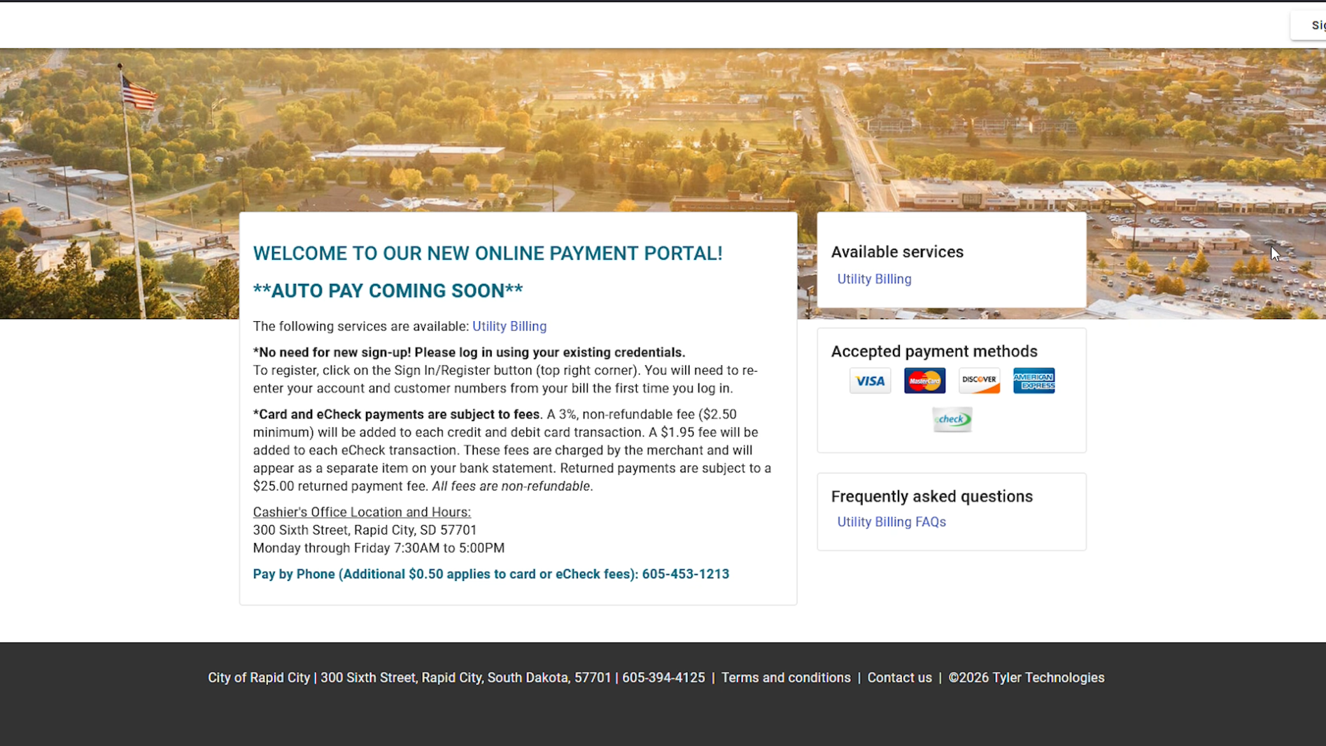 Rapid City transitioning to new online utility payment system