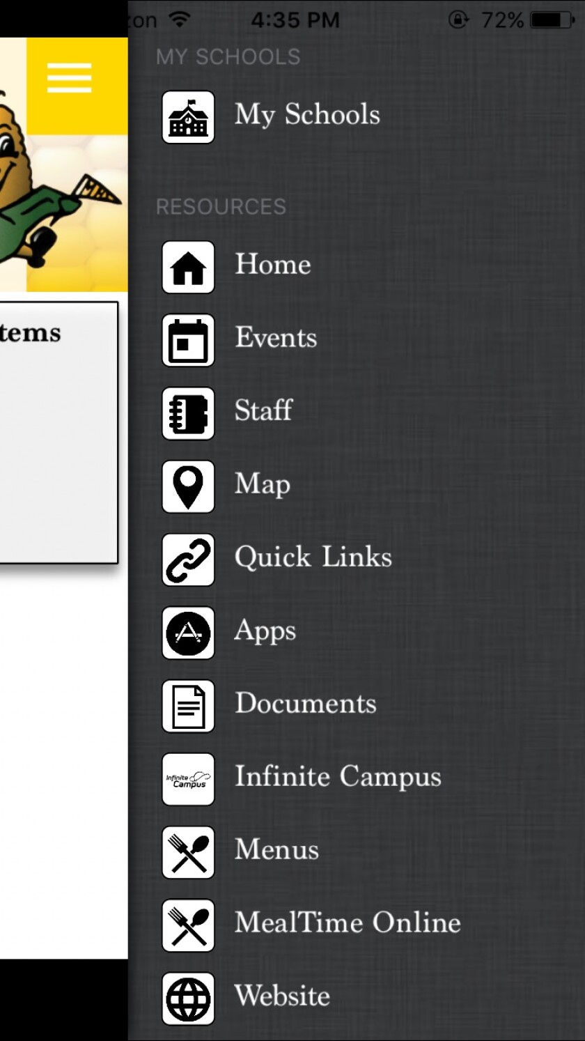 The Mitchell School District App allows for parents and community members to easily access events, cancellations and other important notifications. (Screenshot)