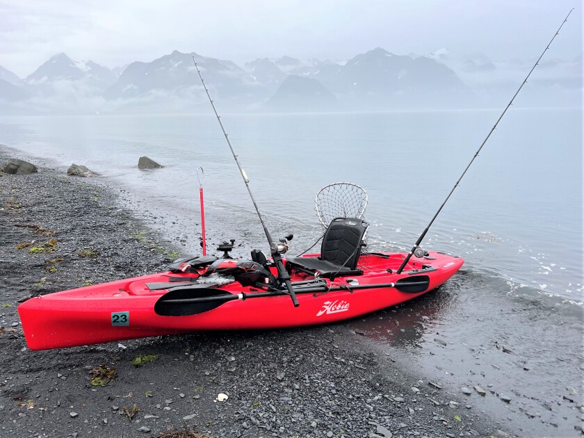 Kayak on shore of Resurrection Bay, Alaska